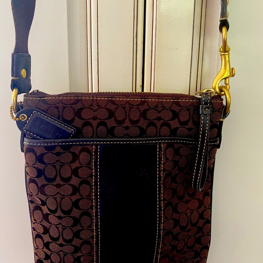 Coach Authentic Brown Crossbody bag - cloth and leather